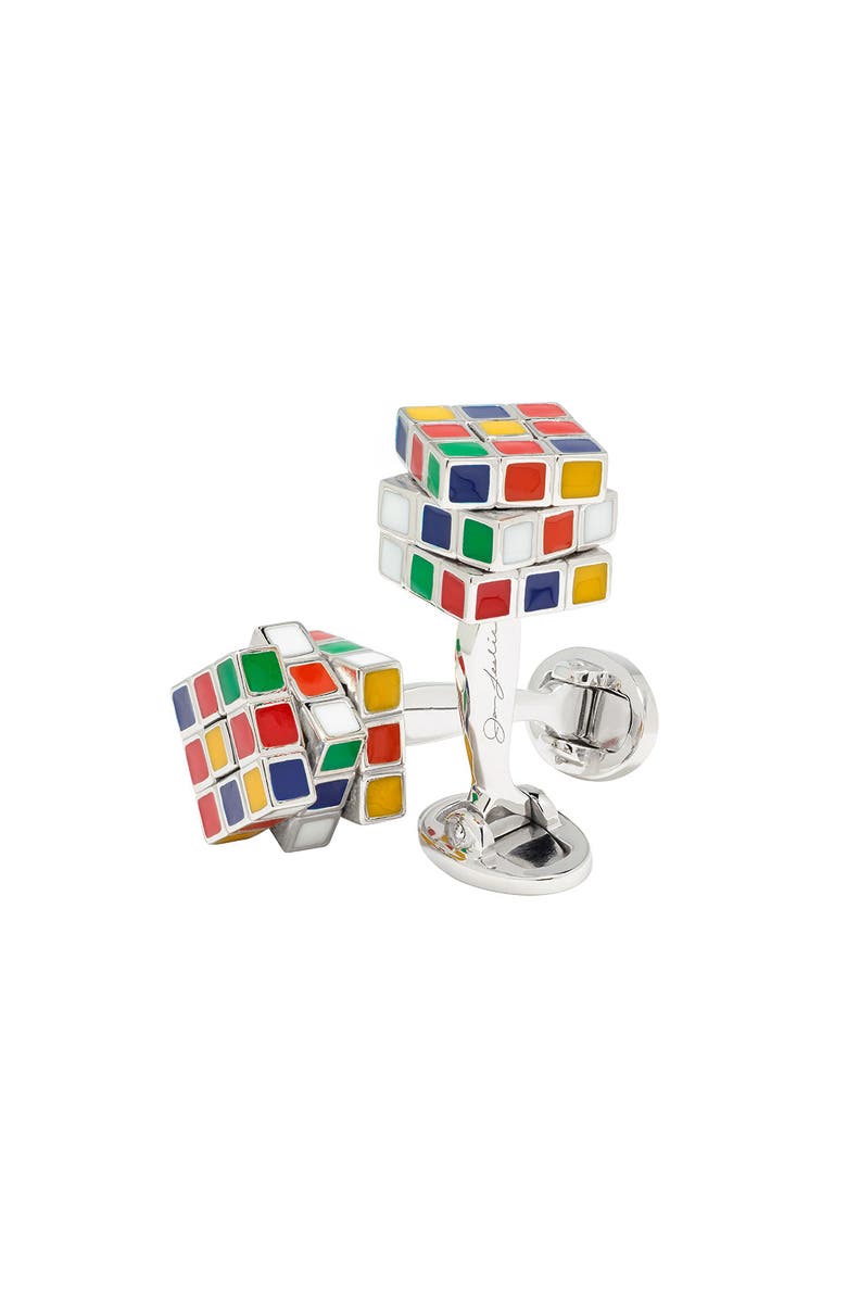 Jan Leslie Puzzle Moving Cube Sterling Cufflinks, Alternate, color, Multi