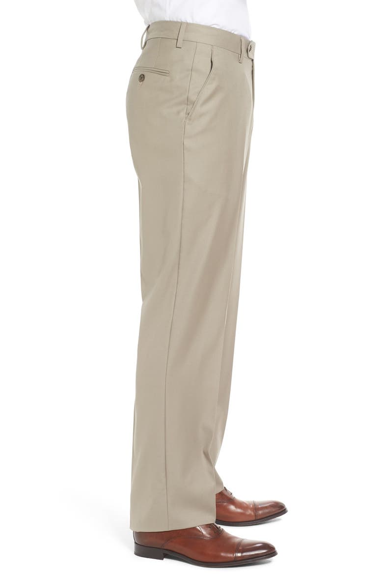 Flat Front Solid Super 130s Wool Gabardine Trousers, Alternate, color, TAN