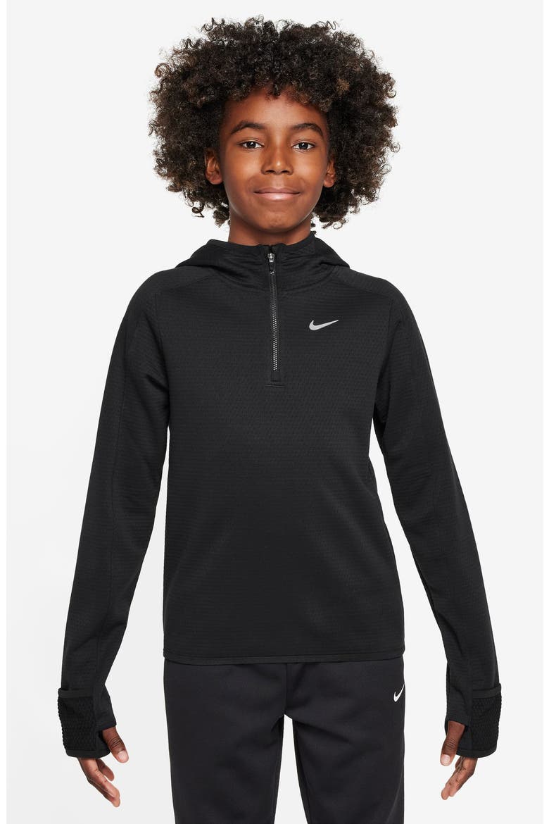 Kids' Therma-FIT Fleece Half Zip Pullover, Main, color, 010 BLACK/REFLECTIVE SILVER