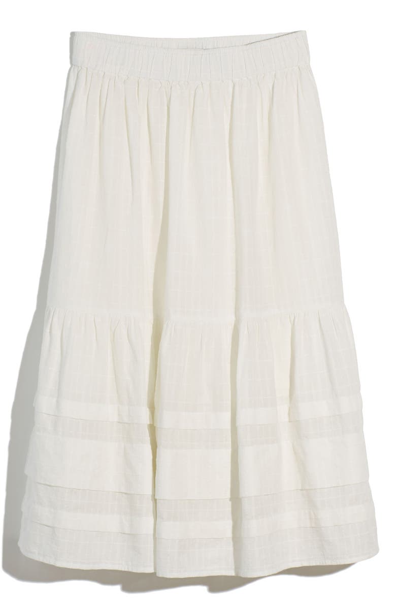 Madewell Shirred Cotton Midi Skirt, Alternate, color, 