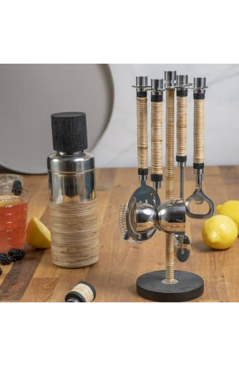 Be Home Arendal Rattan Cocktail Shaker, Alternate, color, Black