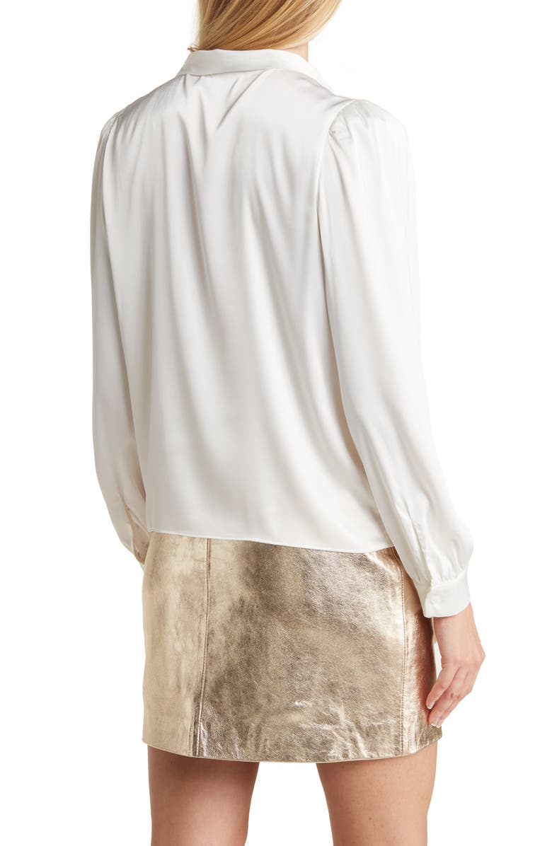Walter Baker Duchess Long Sleeve Satin Necktie Blouse, Alternate, color, Ivory