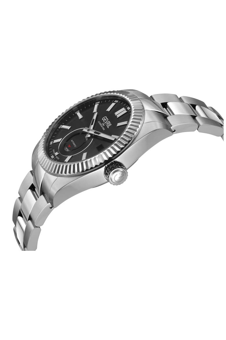 West Village Automatic Bracelet Watch, 40mm, Alternate, color, SILVER/ BLACK