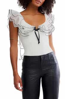 Free People Sugar Rush Ruffle Trim Bodysuit