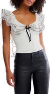 Free People Sugar Rush Ruffle Trim Bodysuit