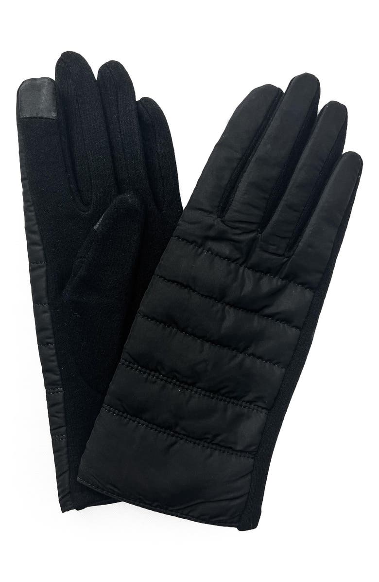 MARCUS ADLER Puffer Quilted Jersey Touchscreen Gloves, Main, color, Black