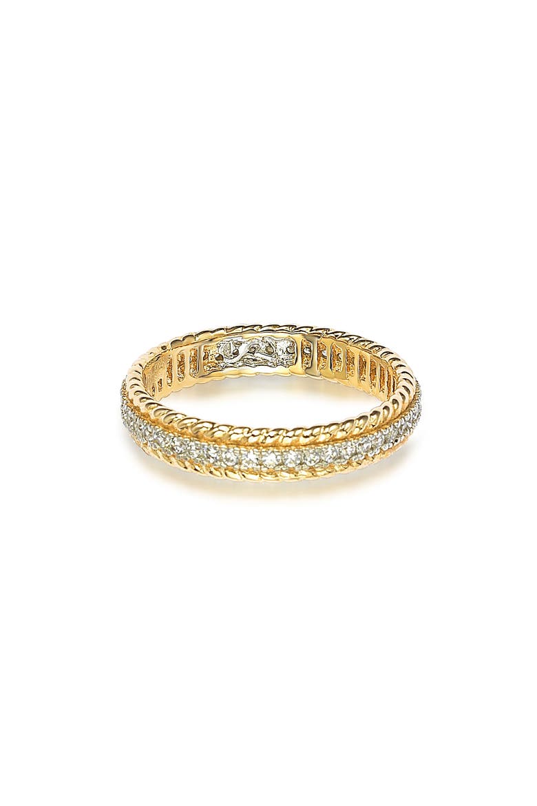 French Filigree Cubic Zirconia Eternity Ring, Alternate, color, YELLOW