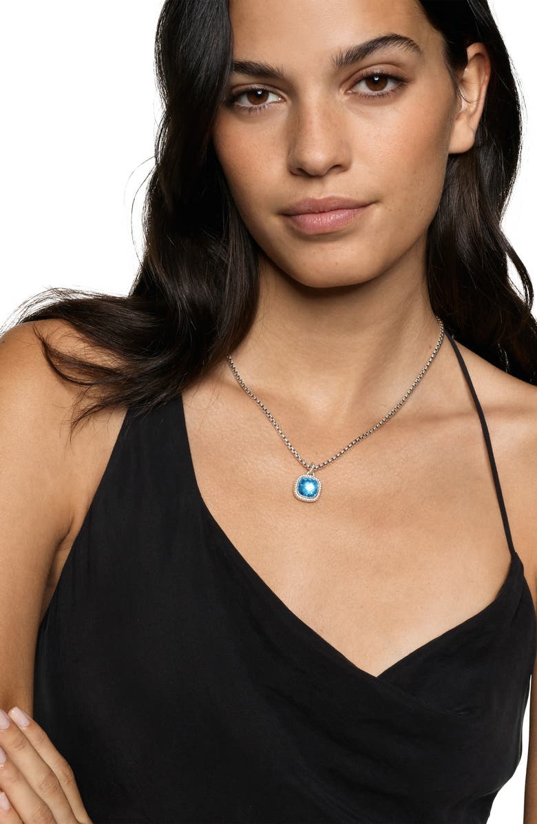 David Yurman Albion<sup>®</sup> Pendant in Sterling Silver with Blue Topaz & Diamonds, 11mm, Alternate, color, Blue Topaz