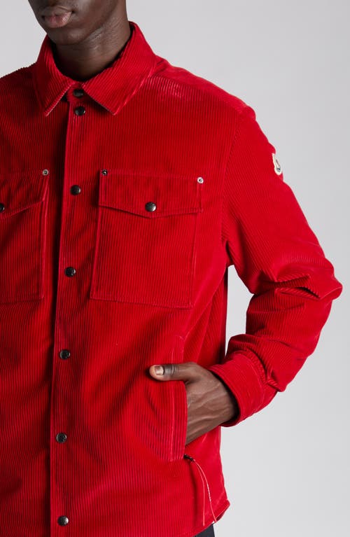 Moncler Ambroisie Corduroy Down Shirt Jacket In Red