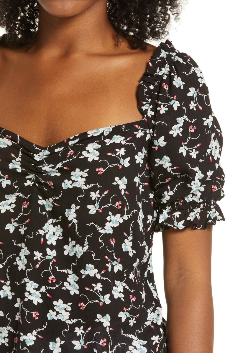 GIBSONLOOK Puff Sleeve Top, Alternate, color, Black Ditsy