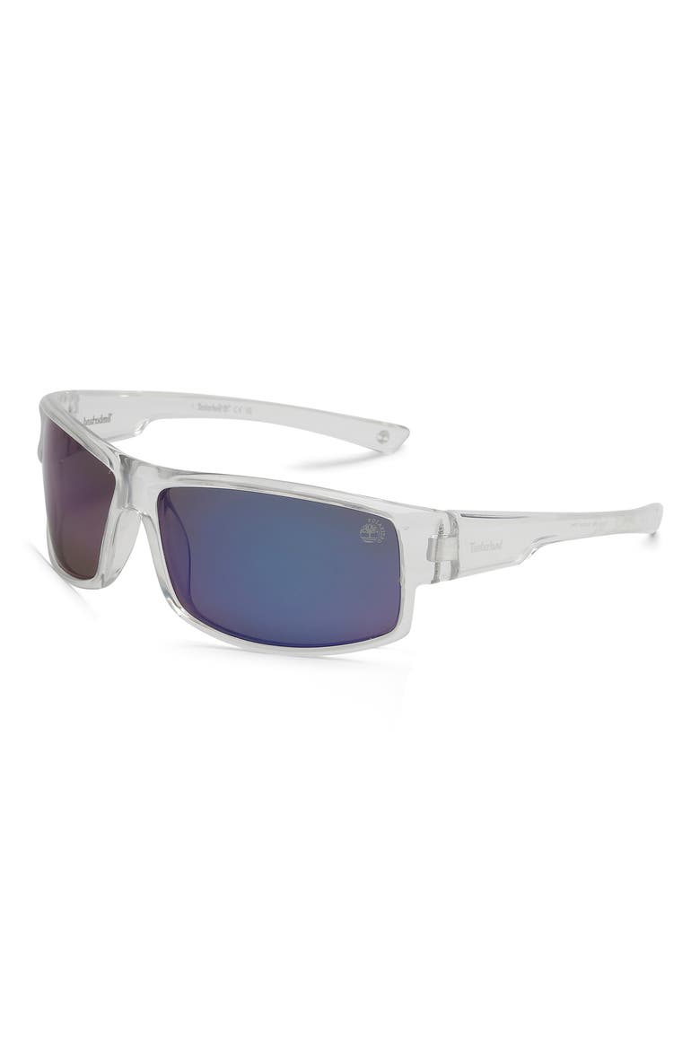 64mm Oversize Polarized Rectangular Sunglasses, Alternate, color, CRYSTAL / SMOKE POLARIZED
