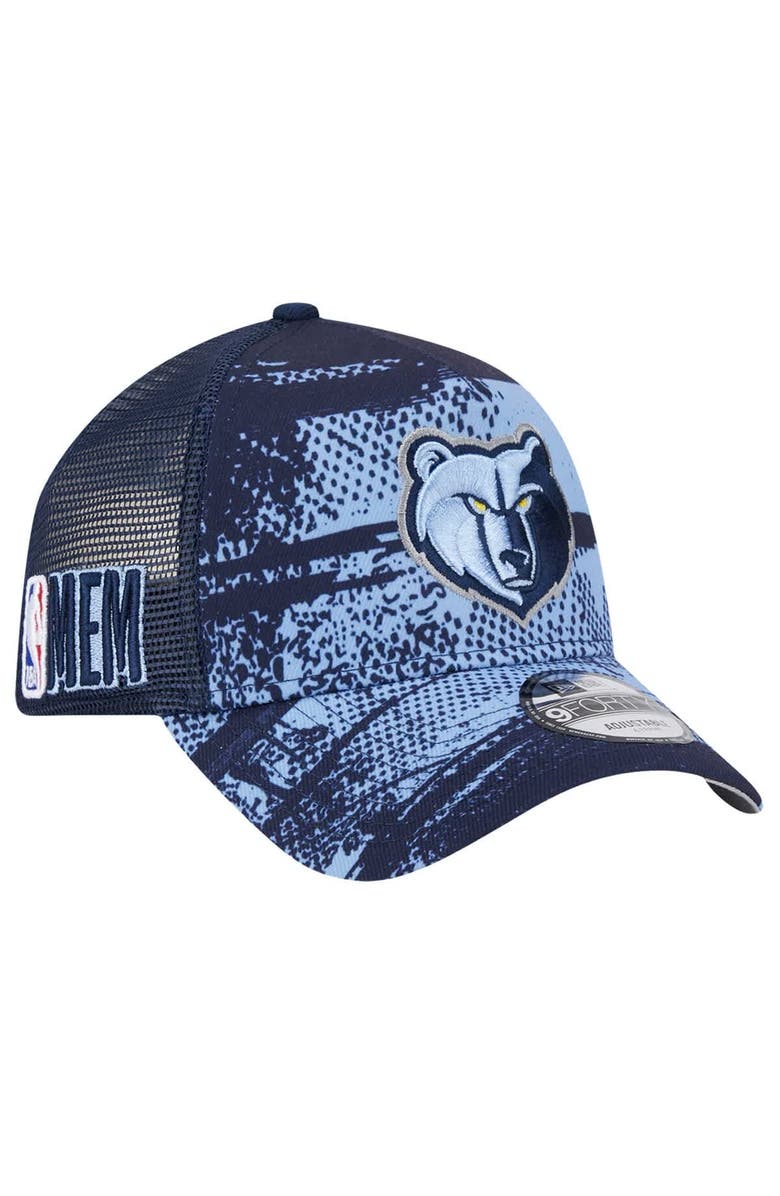 New Era Men's New Era Navy/Light Blue Memphis Grizzlies Tip Off A-Frame Trucker 9FORTY Adjustable Hat, Main, color, Navy