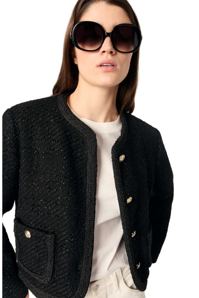Short tweed jacket, Alternate, color, Black