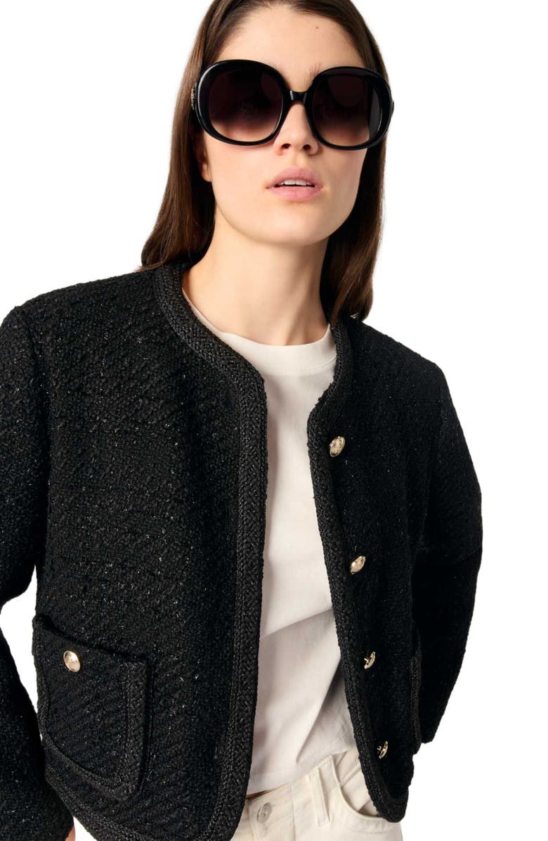 maje Short tweed jacket, Alternate, color,