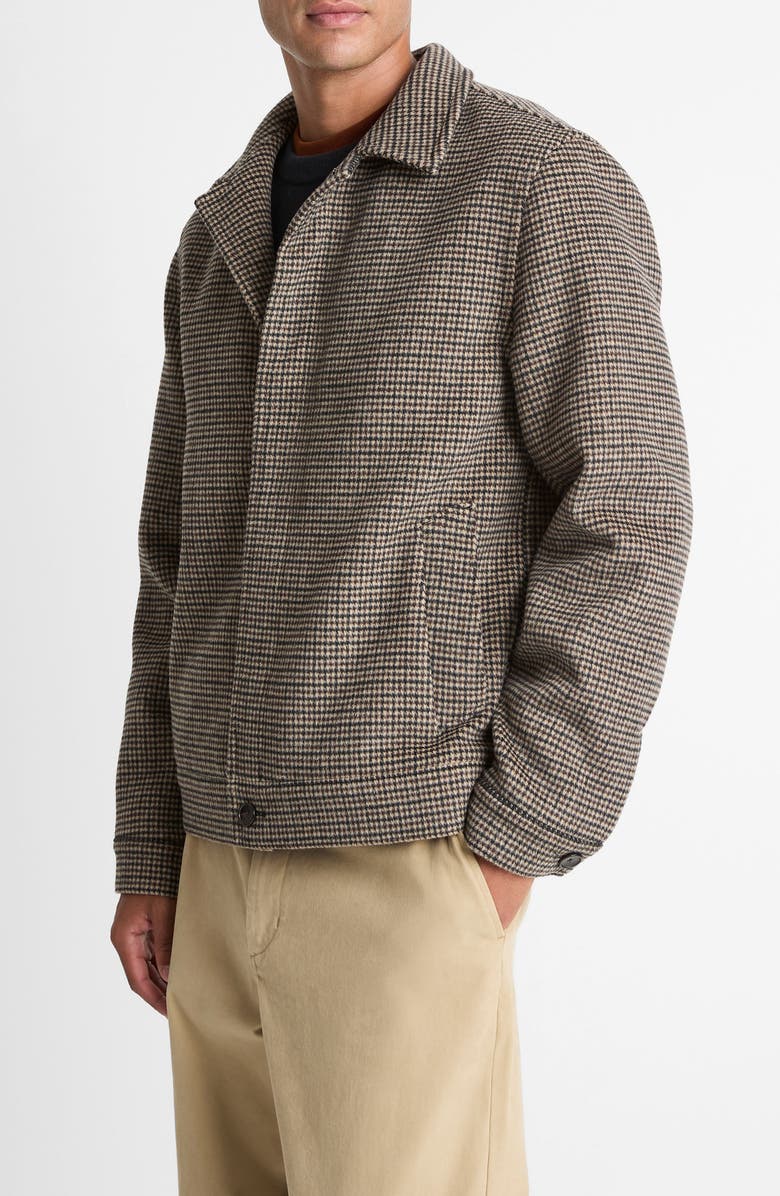 Vince Houndstooth Bomber Jacket, Alternate, color, Dark Roast Combo
