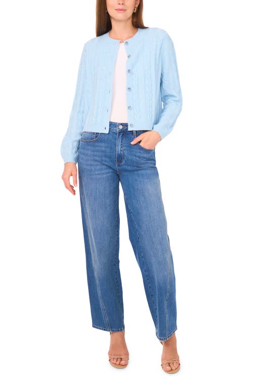 Vince Camuto Crop Cable Cardigan In Blue