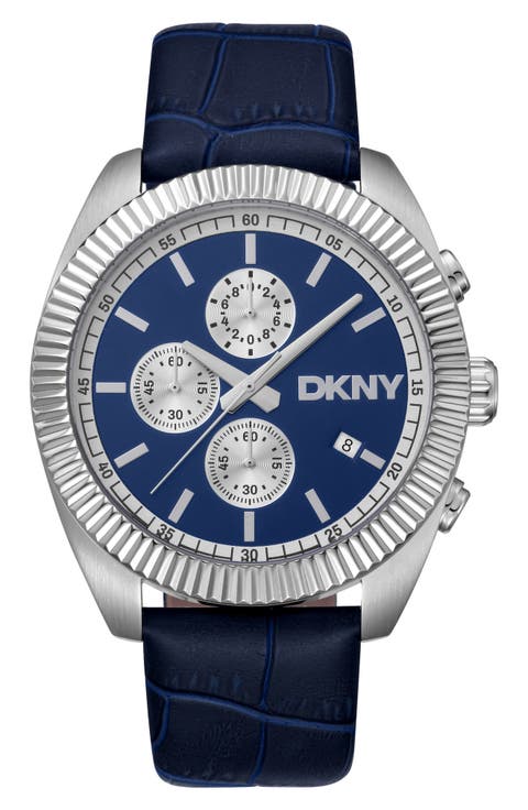 Chronograph Leather Strap Watch, 42mm
