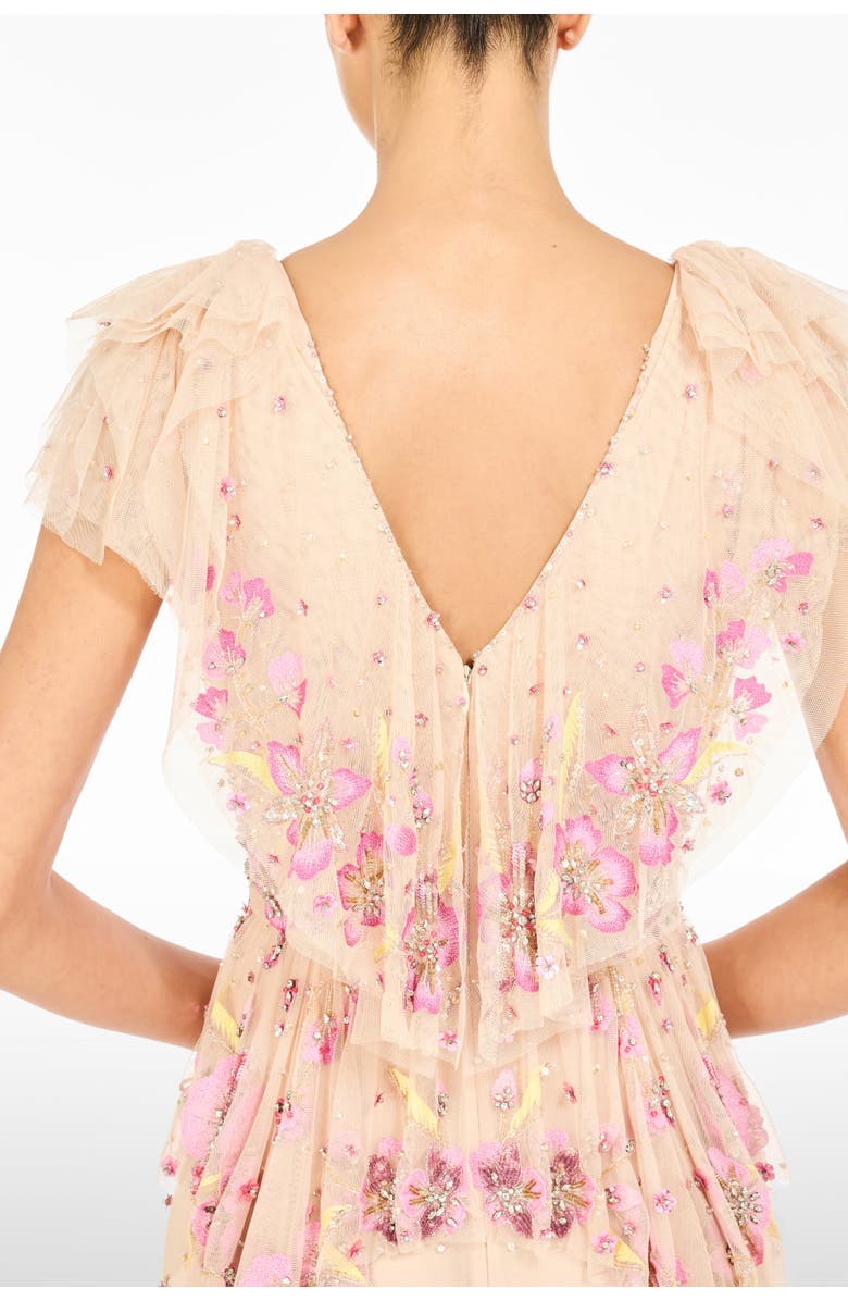 Jenny Packham Flower Power Floral Sequin-Embellished Gown, Alternate, color, Morganite