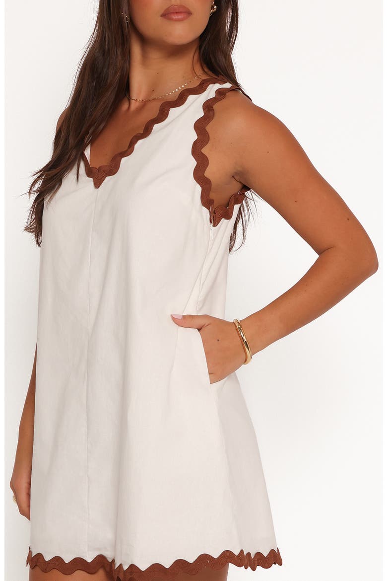 Calliope Rickrack Trim Cotton & Linen Minidress, Alternate, color, WHITE TAN