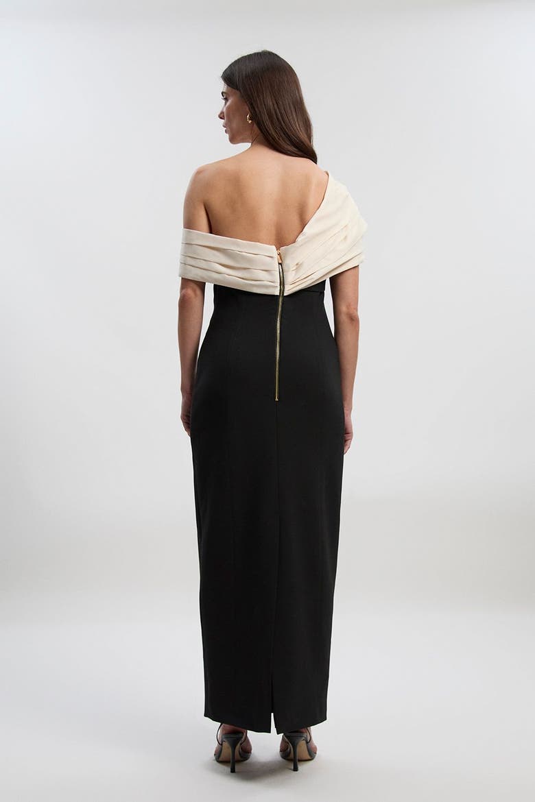 Tailored Taffeta Sleeve Maxi Dress, Alternate, color, Mono
