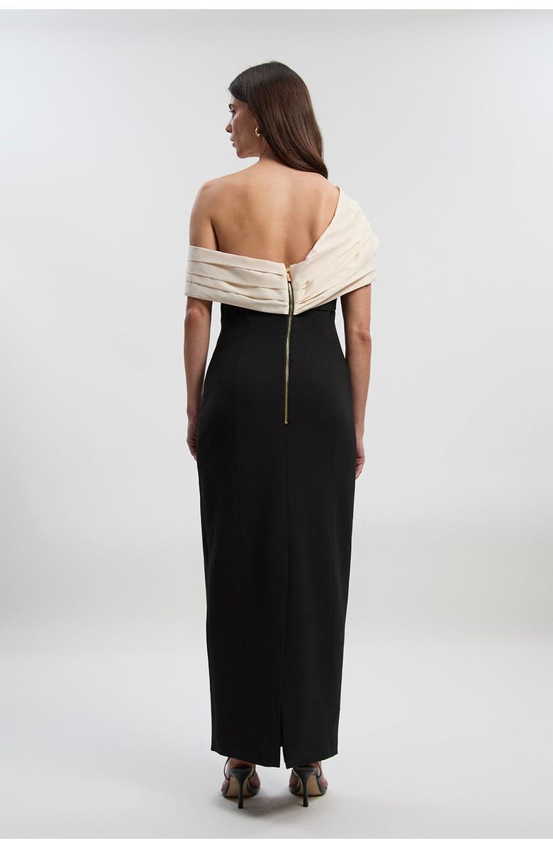 Karen Millen Tailored Taffeta Sleeve Maxi Dress, Alternate, color, Mono