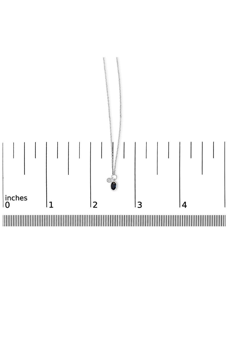 10K White Gold Oval Blue Sapphire and Diamond Double Charm Pendant Necklace, Alternate, color, White