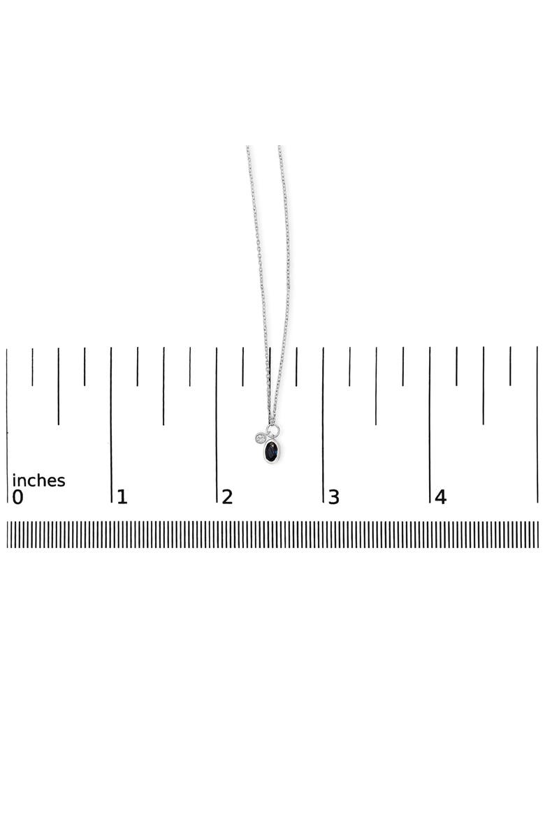 Haus of Brilliance 10K White Gold Oval Blue Sapphire and Diamond Double Charm Pendant Necklace, Alternate, color, White