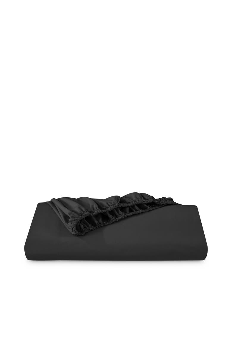 Bare Home 100% Organic Cotton Percale Cooling Fitted Sheet, Main, color, Black