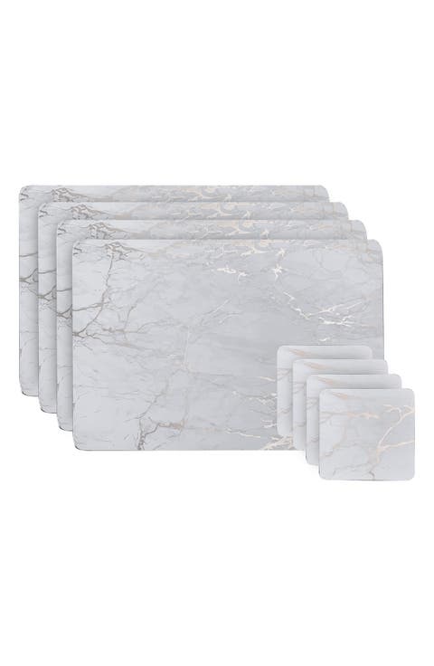 Marble Print 8-Piece Placemat & Coaster Set