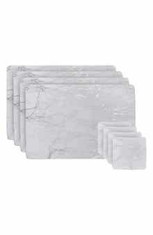 DAINTY HOME Marble Print 8-Piece Placemat & Coaster Set