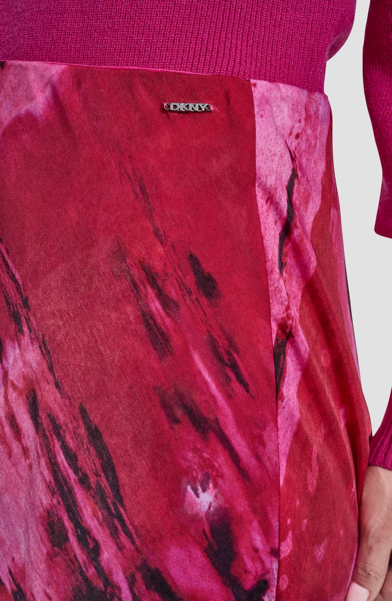 DKNY Abstract Print Bias Cut Midi Skirt, Alternate, color, Neon Nights