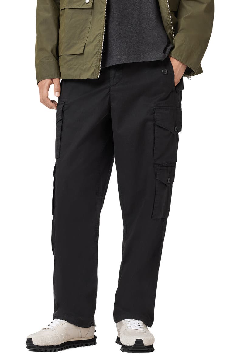 AllSaints Decoy Stretch Cotton Cargo Pants, Main, color, Koto Black