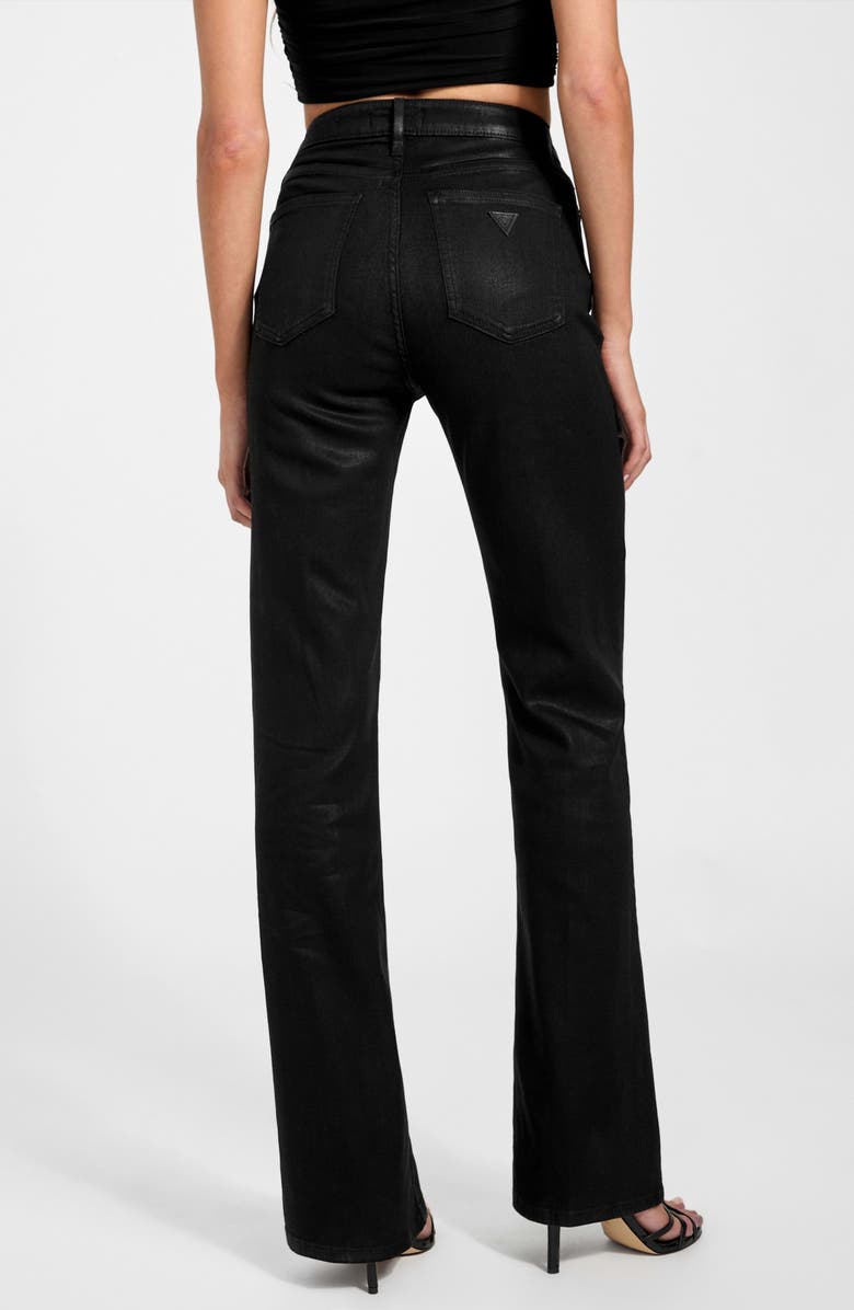 GUESS Sexy High Waist Coated Flare Jeans, Alternate, color, Jblack-Black
