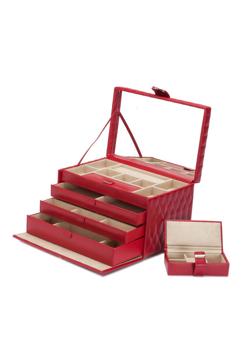 Caroline Medium Jewelry Case, Alternate, color, RED