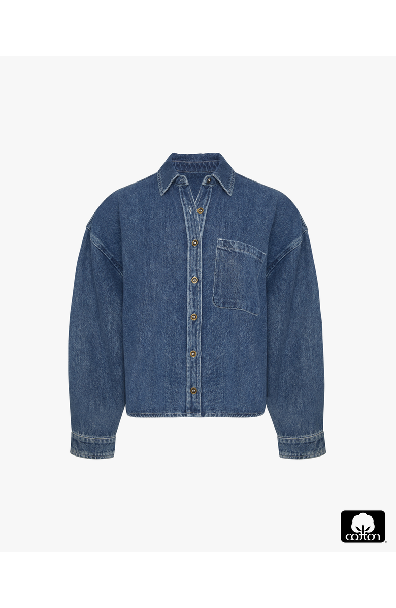 WeWoreWhat Boxy Boyfriend Overshirt, Alternate, color, Mid Wash