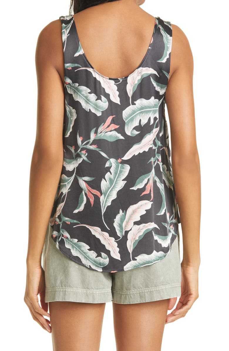 Rails Ida Leaf Print Satin Tank, Alternate, color,