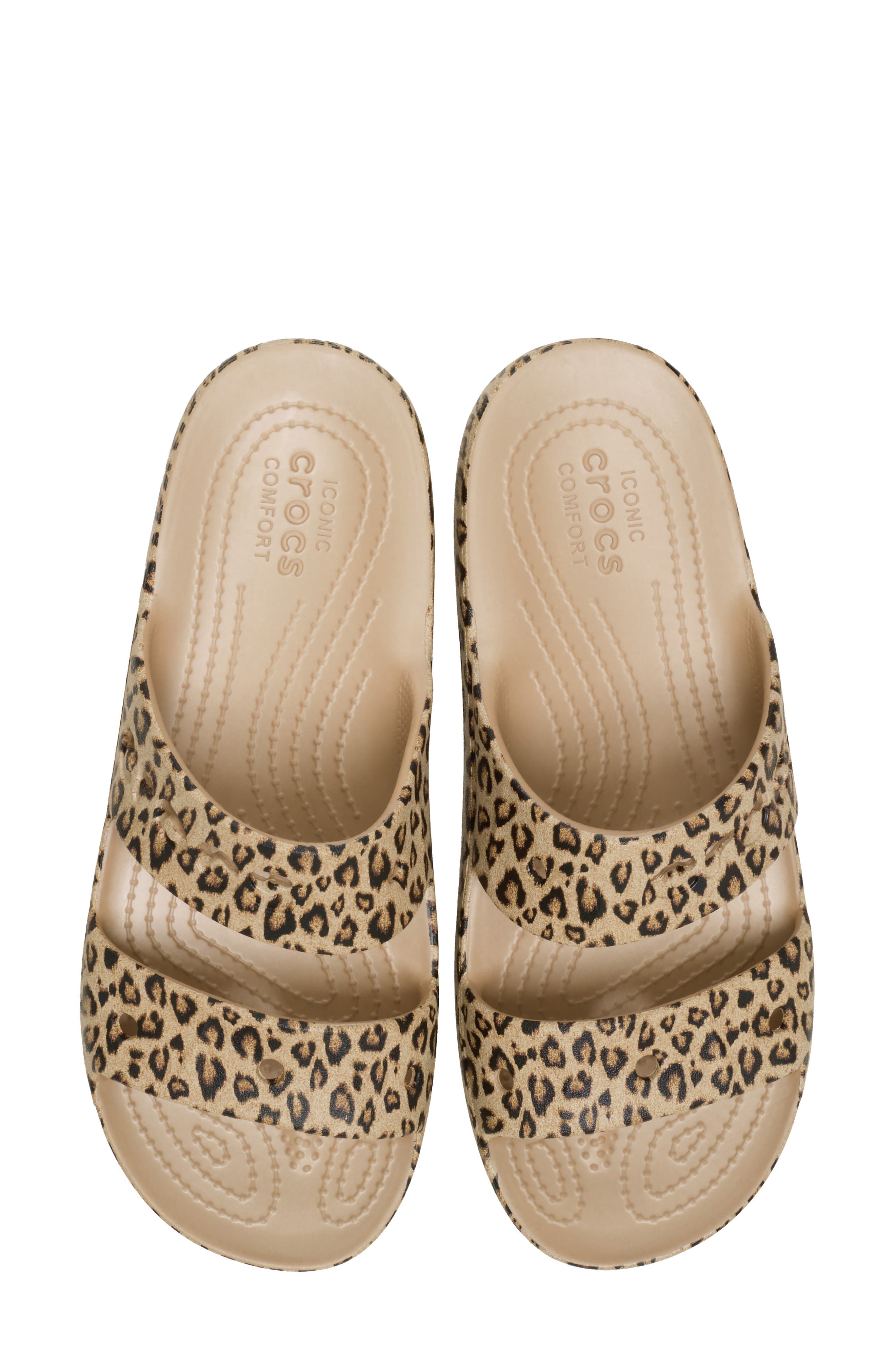 CROCS Baya Animal Platform Slide Sandal, Alternate, color, Leopard Gold