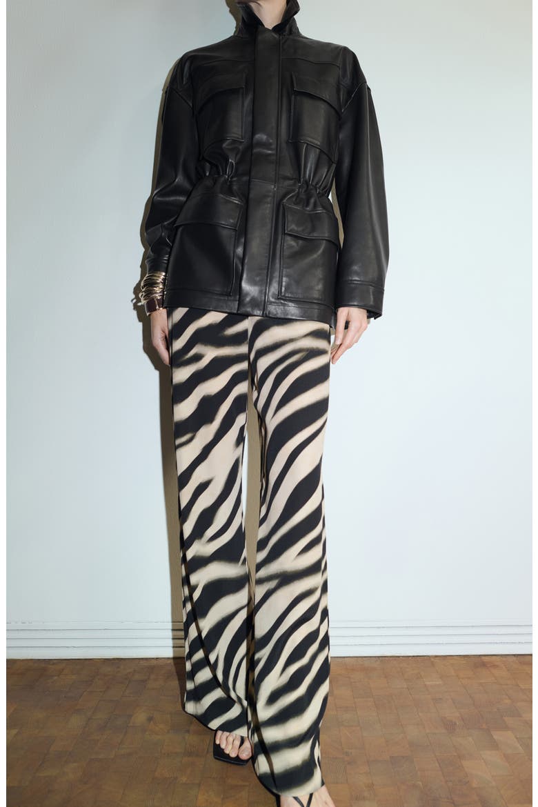 Zebra Print Straight Leg Pants, Alternate, color, BLACK