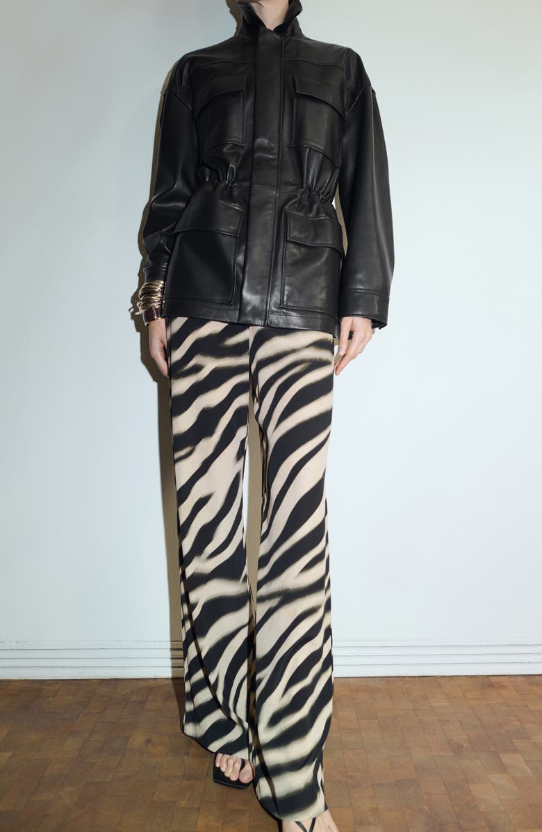 MANGO Zebra Print Straight Leg Pants, Alternate, color, 