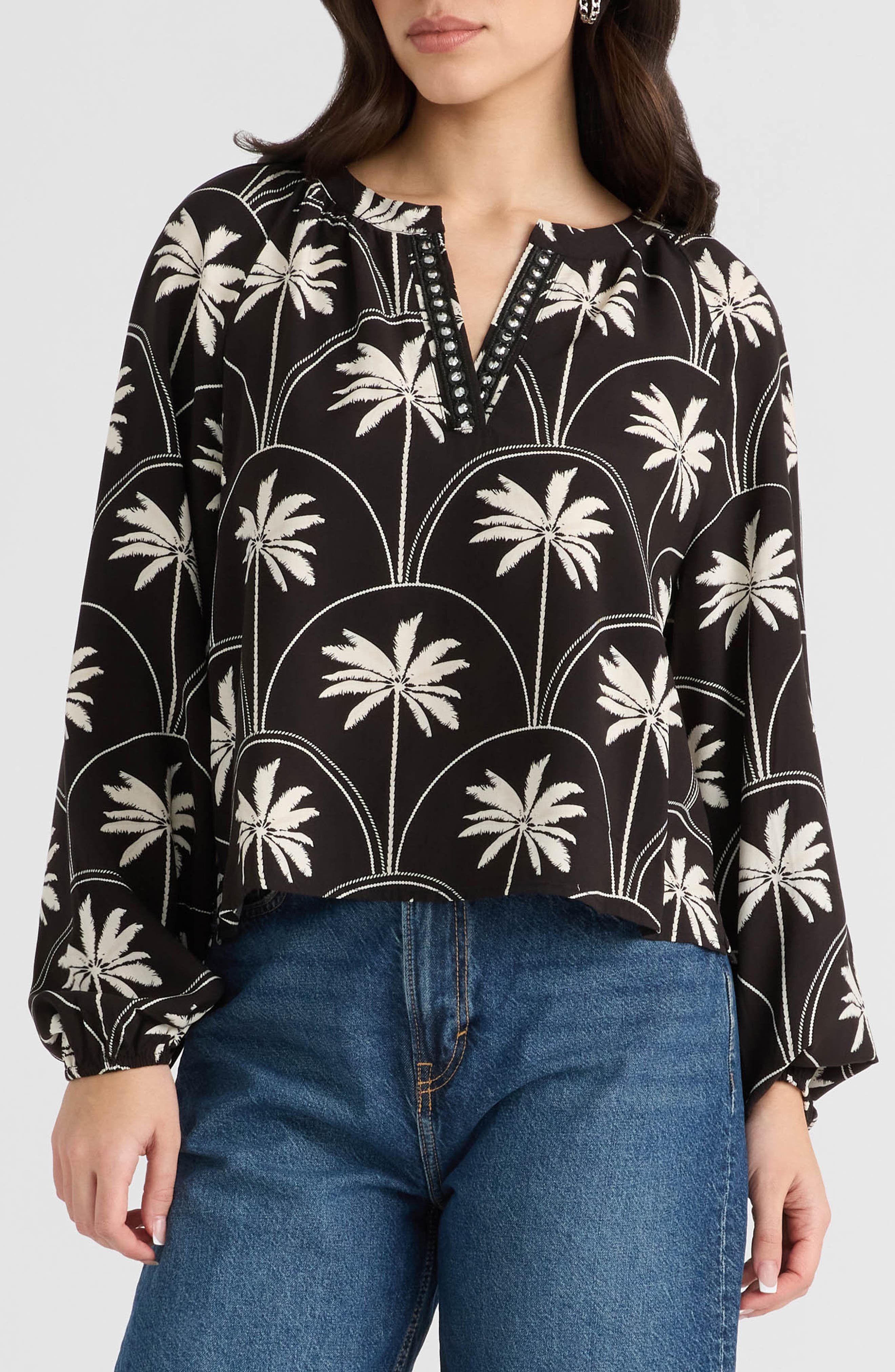 NVLT Split Neck Challis Top