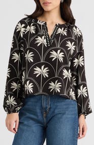 NVLT Split Neck Challis Top