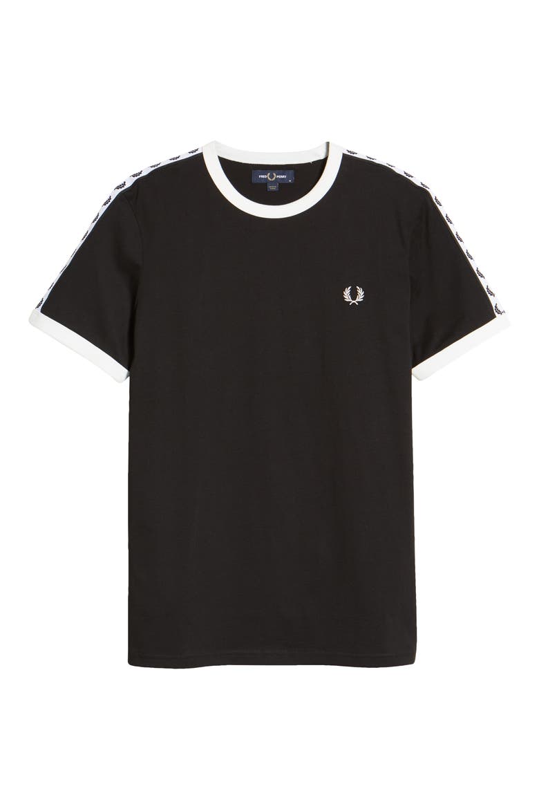 Extra Trim Fit Cotton Ringer T-Shirt, Alternate, color, BLACK 2