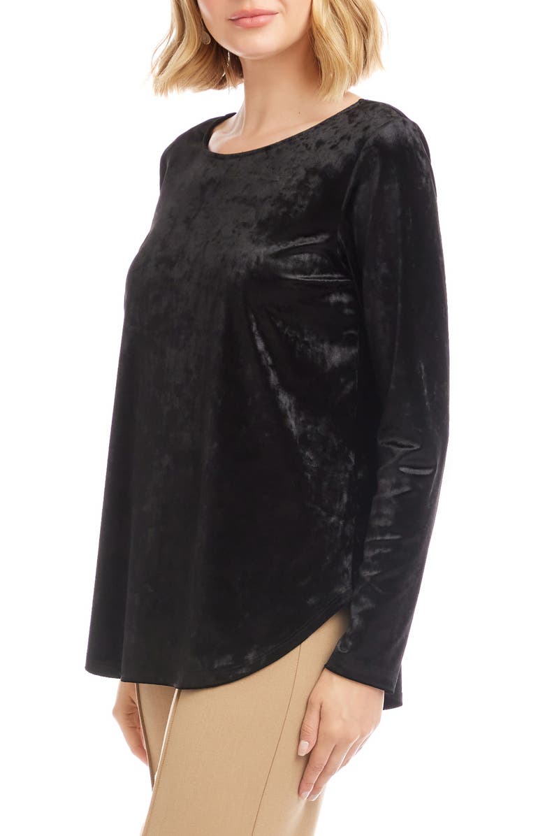 Karen Kane Crushed Velvet Top Shirttail Top, Alternate, color, Black