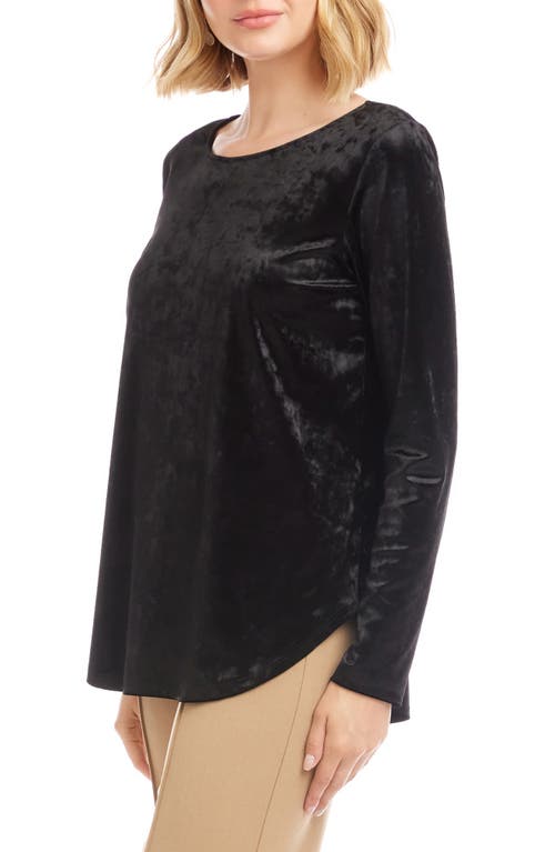 Karen Kane Crushed Velvet Top Shirttail Top In Black