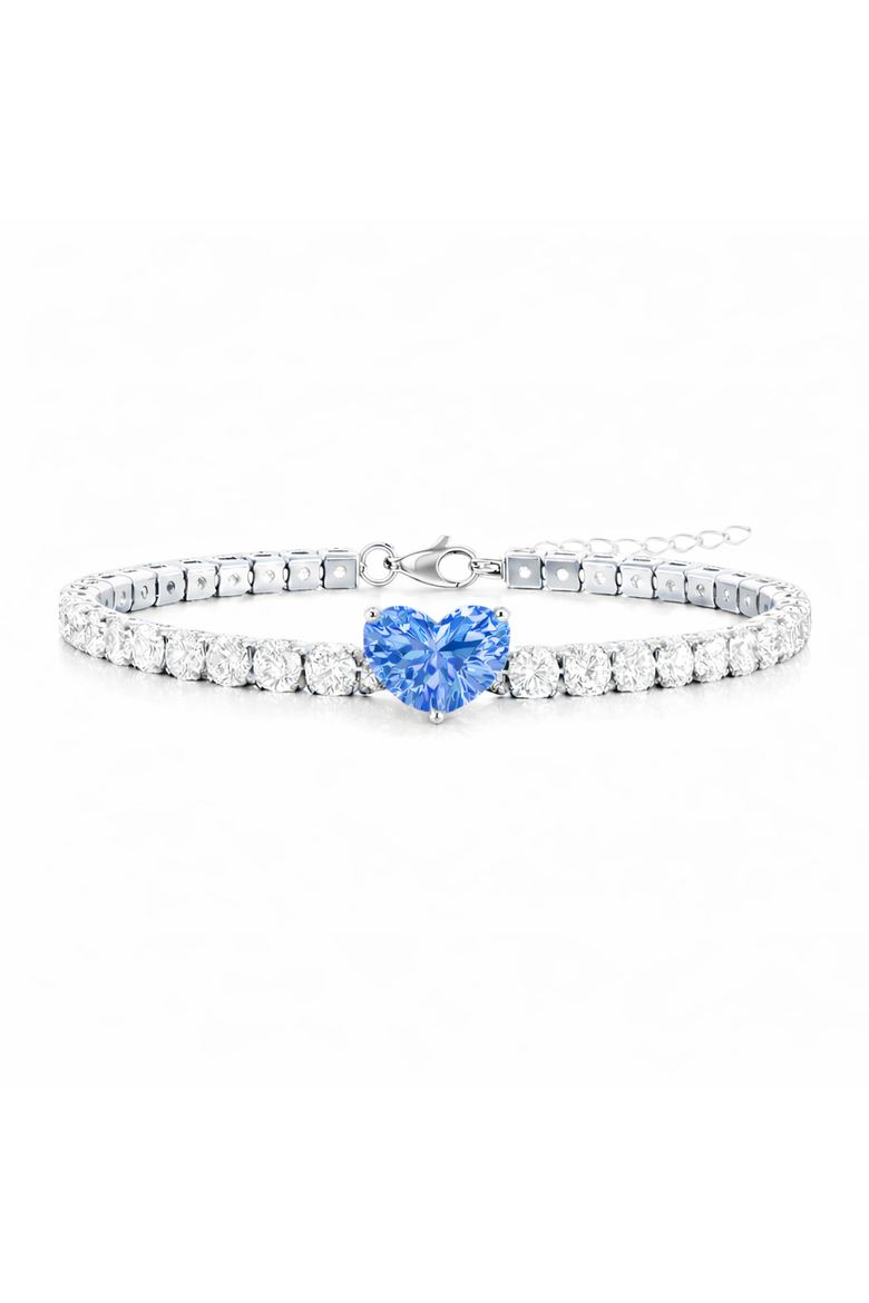 Crystal Heart Tennis Bracelets, Main, color, Blue