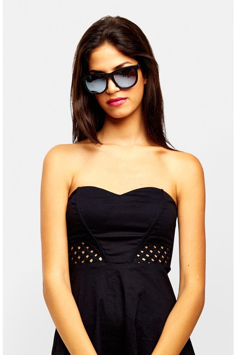 'Nudie Mag' 55mm Sunglasses, Alternate, color, FLAT BLACK/ SILVER