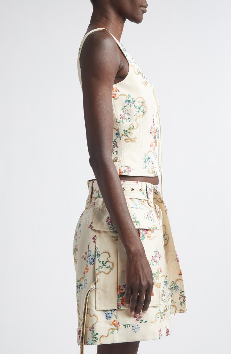 McQueen Distressed Floral Corset Top, Alternate, color, Ivory Multicolour
