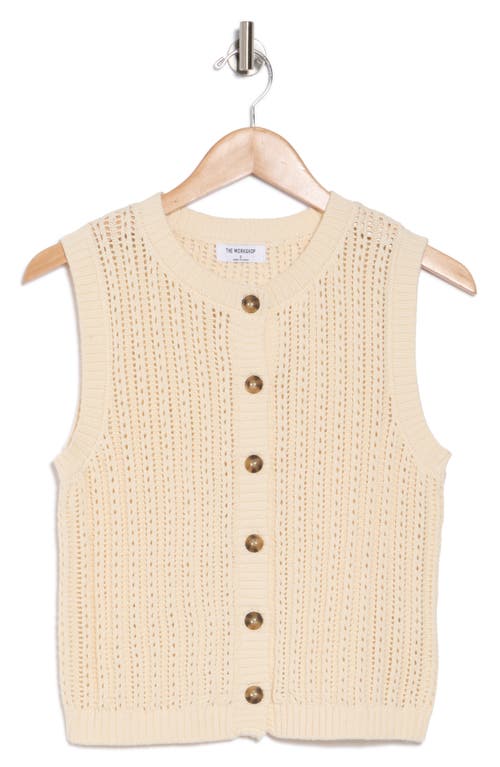 Blu Pepper Open Knit Button Vest In Oatmeal