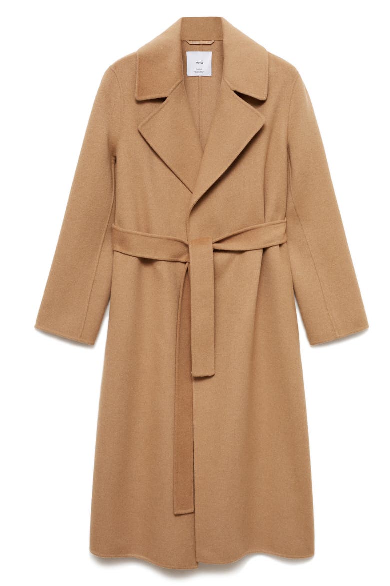 Belted Wool Blend Coat, Alternate, color, MEDIUM BROWN