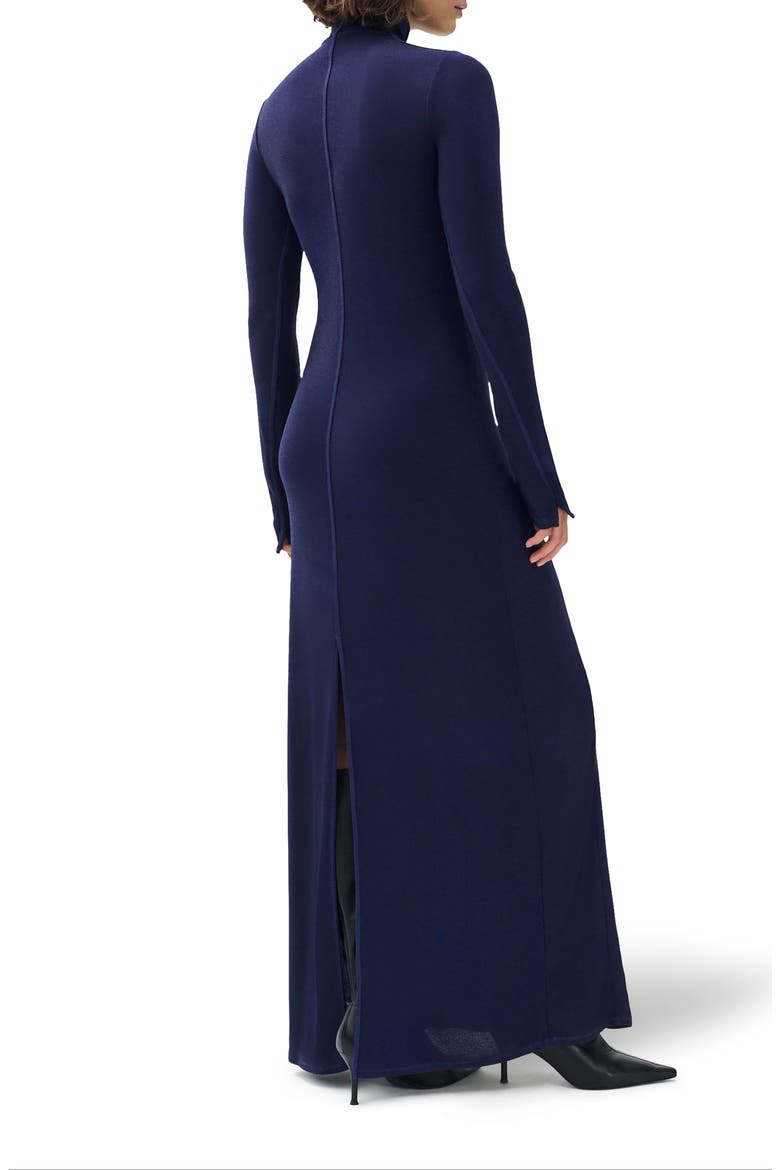 Elsa Metallic Long Sleeve Knit Maxi Dress, Alternate, color, DARK BLUE